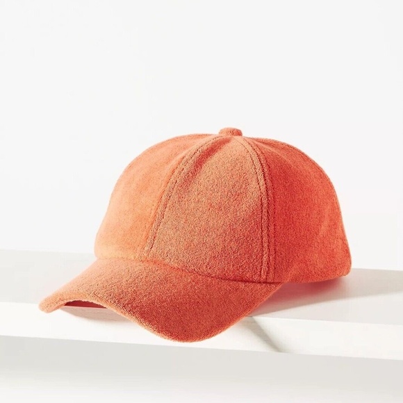 NWT Anthropologie Icon Orange Terry Cloth Baseball Cap - Picture 4 of 4